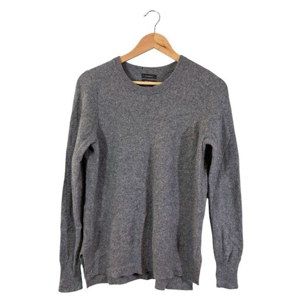 Halogen Cashmere Sweater Round Neck Slit Sides Size L Gray - Picture 1 of 7